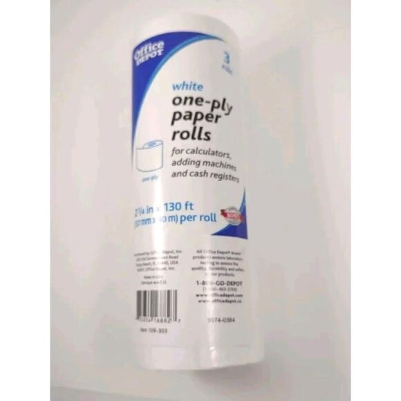 Adding Machine Paper Rolls One-Ply Paper Rolls, 2 1/4" x 130', White, Pack Of 3 - Picture 9 of 9